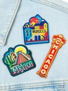 3pcs Travel Pattern Embroidered Patches, Country/City Commemorative Patches, Iron-On/Sew-On Patches For Clothes, Jackets, Bags, Hats, Personalized Travel Souvenir Gifts, Ideal For Passport Holder Decoration - Travel Patterns - View 1