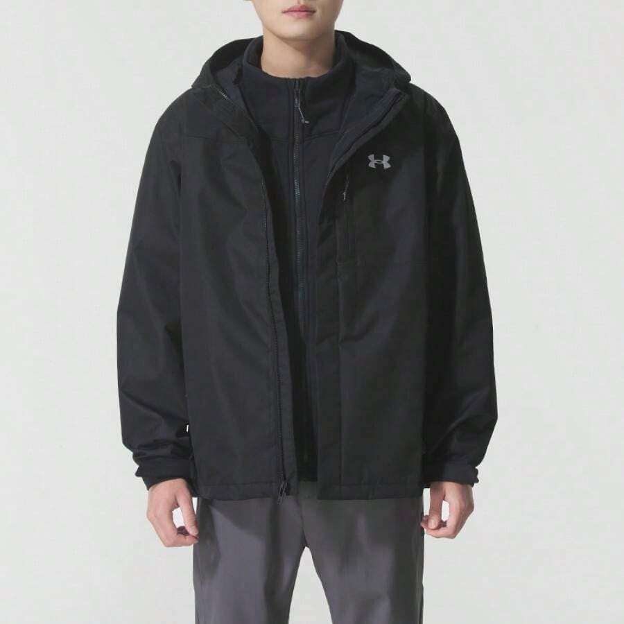 Under Armour PORTER 3-IN-1 Jacket/Coat With Hood, Men's Professional Training 1371585-002 - Black - View 1