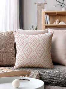 4件套现代几何图案抱枕套，装饰性几何线条抱枕套，复古亚麻材质，隐形拉链，可水洗，简约时尚线条设计，适用于家居装饰、沙发、客厅、卧室、汽车、户外等场所，不含枕芯 - 柔霧粉 - 查看 8
