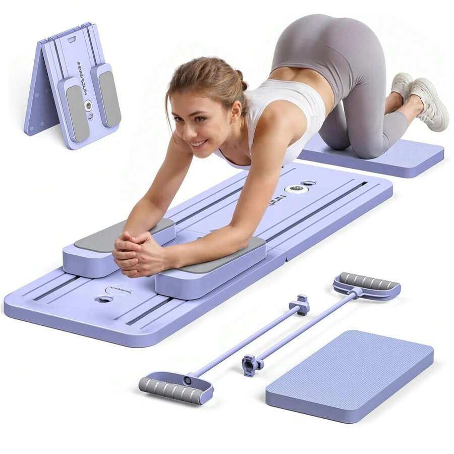 FEIERDUN 5 In 1 Folding Pilates Board, Pilates Reformer Set With 300 LBS Weight Capacity, Portable Home Pilates For Woman (Purple) - Màu tím - Xem 1