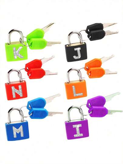 Shiny Diamond Letter Padlocks, First Letters A-Z, Wardrobe Locks, Suitable For Suitcases, Backpacks, Pencil Cases | Cartoon Security Locks, Suitable For Student Dormitories, Cabinets, Drawers, Helmets, Toolboxes, And Fences | Ideal Travel And School Gym Locker Accessories | Durable Anti-Theft Key Locks, Suitable For Outdoor Travel, Everyday Gifts, And Back-To-School Gifts.