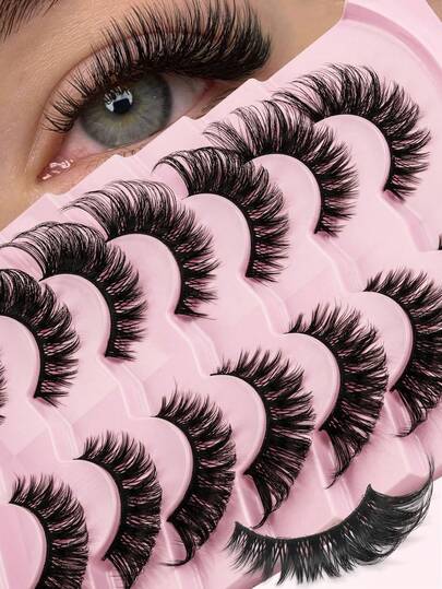 7 Pairs Luxury Fluffy False Eyelashes - Thick & Long, 3D Lashes, Reusable, Soft & Lightweight, Mink-Like Lash Strips For Alluring Eye Makeup