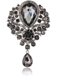 1pc Luxury Crystal Brooch Pin, Multi-Style Fashionable Sparkling Premium Brooch Pin Accessory For Women, Suitable For Party, Wedding - Black - View 1