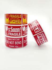 1 Roll 250pcs Fragile Warning Label Stickers, Non-Adhesive Tamper Evident Stickers - Sticker - View 4