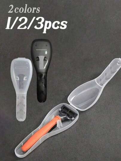 1/2/3pcs Plastic Travel Shaver Case, Outdoor Camping Business Trip Portable Shaver Storage Box, Transparent Dust-Proof Travel Storage Box, Plastic Shaver Holder, Back To School Travel Essential, Beach Summer Vacation Travel Storage Box, Boyfriend Gift, Home, Room, Friend, Accessories