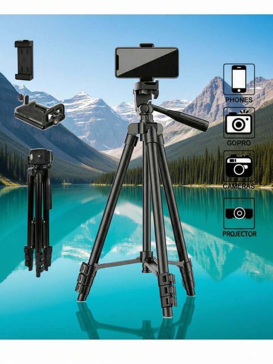 Aluminum Alloy Extendable Camera & Phone Tripod, Universal Tripod Stand Suitable For DSLR Camera And Smartphone Live Streaming