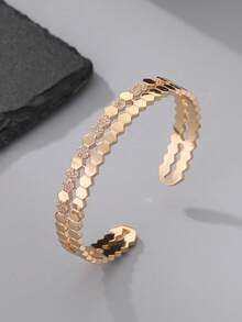 1pc Fashionable Minimalist Elegant Cubic Zirconia Women's Bracelet, Women's Jewelry, Gold-Plated Bracelet, Silver-Plated Bracelet, Daily Wear, Valentine's Day Gift, Ramadan Distribution, Ramadan Dishes, Eid Al-Fitr Gift, Eid Al-Fitr Giveaway - Style a Silver - View 3