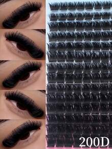14对200D浓密卷翘假睫毛，每包168根，专为欧美浓妆设计，高卷度D型卷翘效果，长度10-18毫米混合。 - DD - 查看 2
