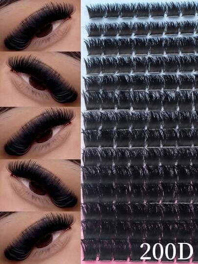 14 คู่ 200D ขนตาปลอม, 168 ขนตาต่อแพ็ค, ออกแบบมาสำหรับลุคการแต่งหน้าแบบดราม่าของชาวยุโรปและอเมริกา, เอฟเฟกต์ D-Curl โค้งงอนสูง, ความยาวผสม 10-18 มม.