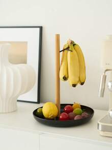 Modern White And Natural Wood ABS Fruit Basket Rack With Hanging Banana Holder - Multi-Tier Kitchen Storage Rack, Space-Saving Vertical Organizer For Living Room, Dining Room, Tabletop - Fruit-Shaped Design, Rounded Corner Decorative Fruit Display Rack, Ideal For Small Spaces (Easy Assembly) - Stylish And Practical, Can Store Bananas, Apples, Oranges And Other Fruits - Minimalist Decor - Multicolor - View 6