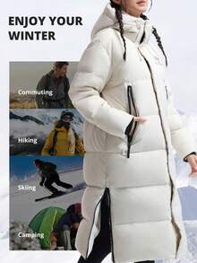 CAMEL CROWN Outdoor Down Jacket, Unisex Mid-Length Thick Warm Triple Protection Professional Down Jacket, Autumn/Winter - Oak Ash - View 2