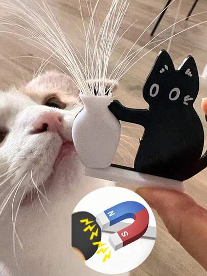 1 pieza Colector de bigotes y pelo de gato negro, Colector de jarrón de gato negro, Imán conmemorativo para nevera, Pegatina magnética acrílica para botella de gato, Decoración conmemorativa coleccionable de bigotes de gato, Adecuado para arreglos florales