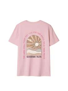 Women's Casual Vacation Round Neck Short Sleeved T-Shirt With Slogan Printed Women's Top. Graphic Tees Women White Top Vacation Outfits Women Pink Summer - Pink - View 3