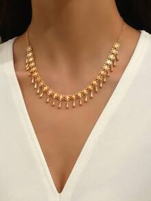 1pc Fashionable Versatile Vintage Refined Elegant Metal Necklace For Women - Yellow Gold - View 14