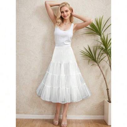 Women's Long Soft Tulle Underskirt, Lightweight & Fluffy Lining For Wedding Dress, Bridal Gown, Prom Dress, One Size