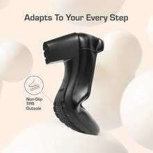 Women's Chunky Round Toe Low Block Heels Pumps Comfortable Round Toe Elegant And Fashionable Dress Wedding Work Shoes - 黑色 - 查看 5
