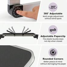 Adjustable Book Holder Stand Lightweight Aluminum Ergonomic Reading & Cooking Book Stand With 360° Rotation For Textbooks Tablets Magazines Recipe Books Office And Home Use - Black - View 3