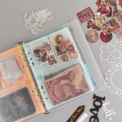 5个A5尺寸塑料活页夹套，6孔防水PVC文件袋，适合预算有限的消费者，可收纳活页笔记本、照片、文件、印章和模具（3个口袋）