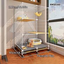 3-Tier Large Space Cat Cage With Litter Box Area, Removable Tray, Suitable For Multi-Cat Households, DIY Metal Cat Villa - Multicolor - View 3
