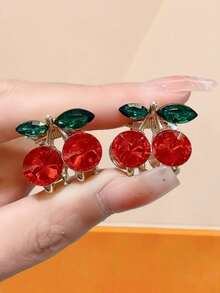 10pcs/4pcs/2pcs/1pc Cherry Pattern Cute Small Hair Clips, Mini Hair Claws, Delicate Hair Accessories, Bangs Clips, Valentine's Day Party Gifts,Travel,Birthday - Multicolor - View 2