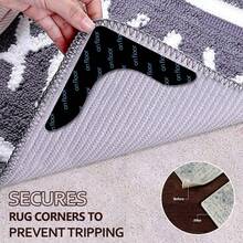 Reusable-No Skid-Washable Rug Pad Grippers For Area Rugs Anti-Slip Pads, Rug Gripper For Hardwood Floors And Tile With Double-Sided, Self Adhesive Rug Tape To Keep Rugs Flat - Black - View 5