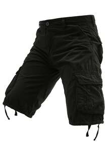 Men's Cargo Shorts Washed Cotton Casual  Multi Flap Pockets Lightweight Comfortable Summer Bottoms For Urban Streetwear Daily - 黑色 - 查看 3