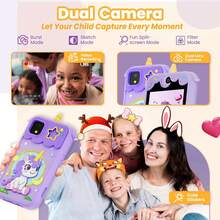 Kids Phone Girl Toys, Birthday Gifts Age 3-10 Year Old Girls Boys Toys, Kids Toddler Phone, Detective Educational Learning Toys With 2.8 Touchscreen, Music Video Game (Purple),Birthday - 紫色 - 查看 5