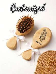 个性化竹制发梳，可刻字，伴娘定制发梳，个性化伴娘礼物，刻有伴娘名字的木质发梳，送给她的礼物，刻字木质发梳，母亲节礼物，婚礼发梳，防静电发饰，便携式发饰，结婚纪念日生日礼物，伴娘礼物，永恒的爱 - 彩色 - 查看 17