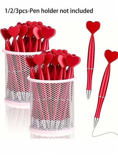 1/2/3/Pcs Creative Heart-Shaped Ballpoint Pens, Heart Theme Pen , Valentine'S Day Gift, Office Supplies, Teacher Supplies, Desk Accessories,Suitable For School Office Supplies, Love And Romance Writing Tools, Office Supplies, Valentine'S Day Gifts , School Season Supplies, Fine Writing Tools,Back To School