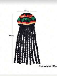 1顶节日派对趣味针织帽，男士非洲牙买加脏辫假发帽，女士角色扮演帽，适合参加派对 - 彩色 - 查看 2