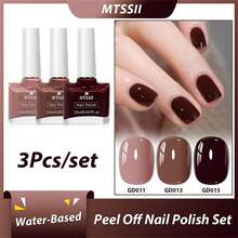 Mtssii 3瓶15毫升水性指甲油套装 - 棕红色指甲油，快干，不含酒精，无香型，紫色、红色和米色可选，女士适用，送给美甲爱好者的完美礼物，美甲用品，色彩鲜艳的指甲油，指甲油套装 - 彩色 - 查看 8