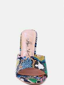 Bottoms Up Strappy Slip On Stiletto Heels - Multi - View 3