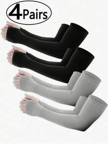 4 Pairs/1 Pair Beister UV Protection Cooling Arm Sleeves, Unisex Summer Outdoor Sun Protection Arm Sleeves With Thumb Hole, Men Sun Protection Sleeve, UV Protection - A - View 2