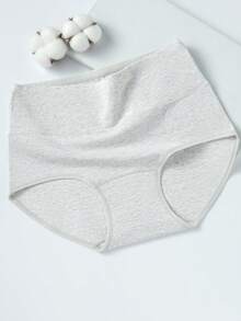 4 piezas de bragas triangulares sin costuras de cintura alta de algodón para mujer, ropa interior transpirable - Gris Claro - Ver 2