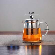1pc Glass Teapot With Tea Strainer, Thick Heat-Resistant Glass Flower Tea Pot With Stainless Steel Filter - Multicolor - View 13