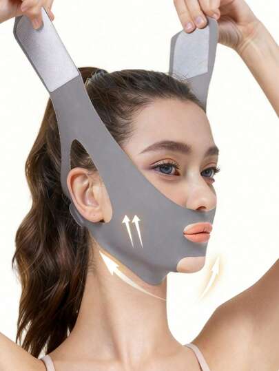 1 Piece Of Women'S V-Shaped Lifting Mask, Cat Ear Design - Lifting And The Jawline, Breathable Sleep Sports Mask, Suitable For Relaxation, Watching TV, Sun Protection - Women'S Facial Lifting Device