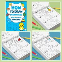 如何画出万物：一本适合初学者的素描练习册，涵盖动物、水果、交通工具和日常用品等各种主题。循序渐进的绘画练习，激发创造力，享受艺术创作的乐趣。 - 彩色 - 查看 6