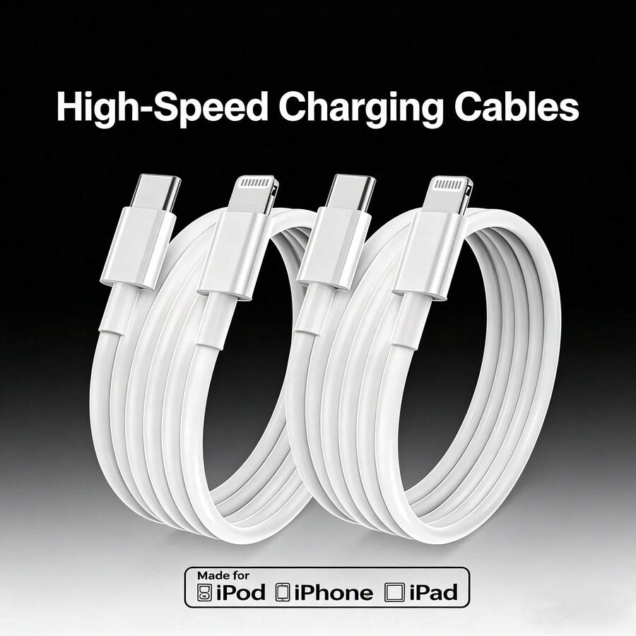 White PVC 1-2pcs PD Data Cable, 3.3ft/100cm Fast Charging Cable, High Efficiency Data Transfer & Quick Charge Compatible With IPhone 14 Pro Max/14 Pro/14 Plus/14/13/12/11/XS/XR/8/7/6, Series, Women's Day Gift Birthday Anniversary Celebration - White - View 1
