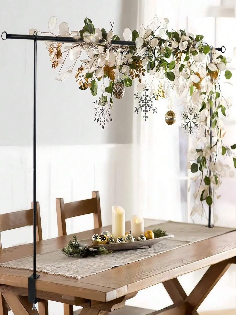 1 pieza Soporte de mesa de hierro ajustable y resistente, extensible de 0,8 m a 2,6 m, adecuado para bodas, cumpleaños, decoración navideña, sin necesidad de electricidad, apto para eventos y decoración del hogar, arco de fiesta resistente, diseño de alta calidad, exhibición festiva, ideal para entusiastas del bricolaje