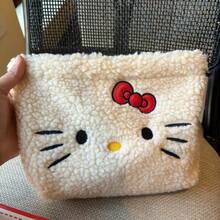 大容量时尚Hello Kitty毛绒化妆包，可水洗，适合旅行和送礼（不含吊坠） - 彩色 - 查看 9