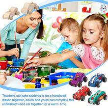 6 Pcs Wooden Toy Cars To Paint Wood DIY Car Toys Unfinished Wood Race Cars Bulk Paintable Wooden Cars Crafts For Home Activities Easy Woodworking And Family Time Set - As Pic - View 7