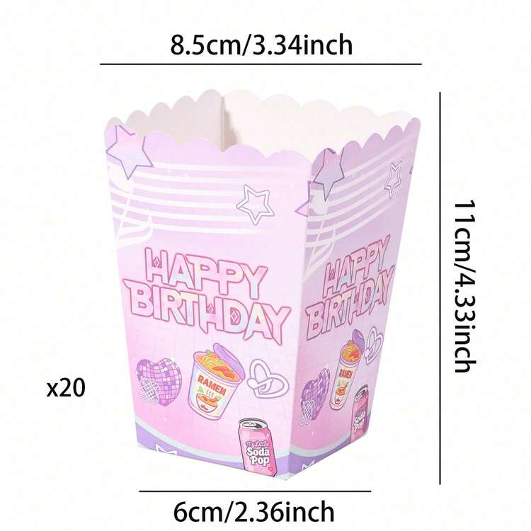 Korean Style Popcorn Box, Korean Theme Birthday Party Supplies Candy Snacks Popcorn Box, Cute Pink K-Pop Party Decoration For Girls And Teenagers - View 6