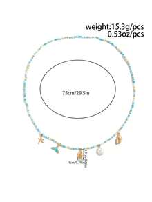 Beach Vacation Style Mermaid Seashell Pendant With Body Chain, Sexy Bead Elastic Waist Chain Jewelry - Waist Chain - View 8