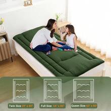 Colchón de suelo japonés plegable - Tatami portátil y ligero - Perfecto para dormitorio, camping, viajes, RV y apartamento - Ideal para niños y huéspedes, TWIN (99x203cm) USA - Verde militar TWIN (99*203cm) EE. UU. - Ver 4