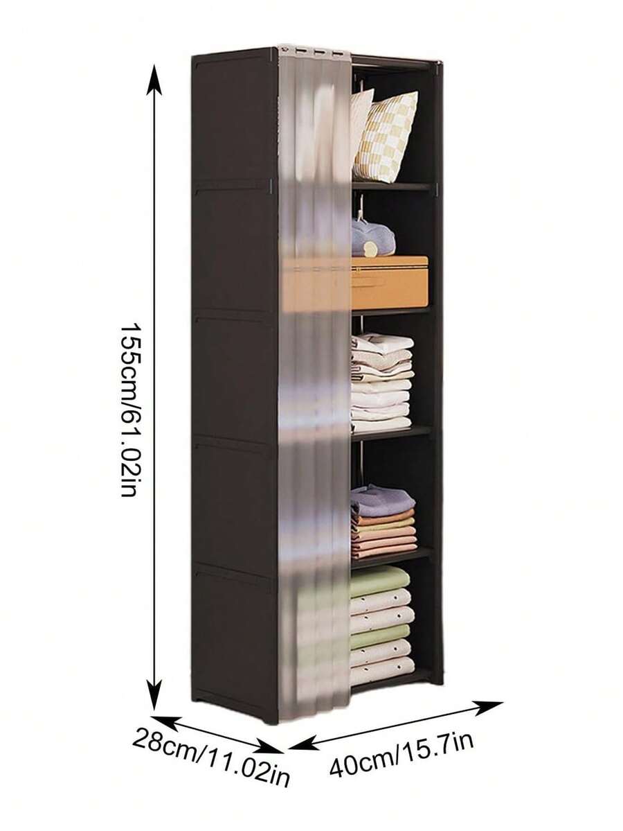 Armario portátil – Estante de ropa resistente | Armario apo prueba de lvo | Organizador de almacenamiento de armario con cubierta de tela no tejida | Pequeño armario para dormitorio - Ver 1
