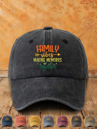 1顶男女通用春夏可调节尺寸休闲复古简约黑色多色户外遮阳帽，家庭字母印花水洗街头风棒球帽，适合日常搭配