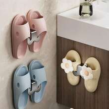 1pc No Drill Bathroom Wall Mounted Hook Rack, Practical Shoe Organizer - Multicolor - View 3