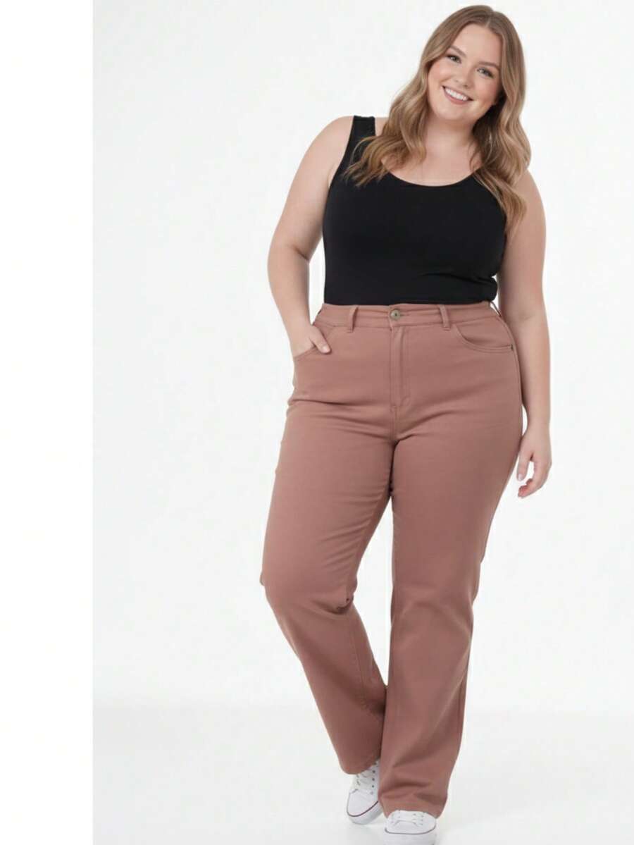 Women's Plus Size Wide Leg Jeans, Sizes 46 To 54, High Quality - Rusty Rose - View 1