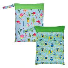 Baby Cloth Diaper Wet/Dry Bags, 2 Packs With Two Zippered Pockets, Waterproof, Washable, Reusable, Great For Travel, Beach, Pool, Gym, Swimsuit Or Wet Wear - Multicolor - View 23