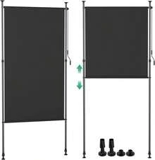 Clamp Awning, Vertical Awning, Balcony Outside, Extendable, Without Drilling, Vertical Awning With Hand Crank, Privacy Screen, Sun Protection, Wind Protection - Grey - View 1